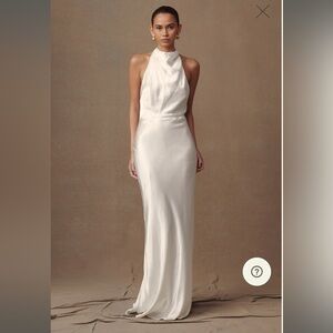 NWT Meshki Esther Satin Cowl Halter Gown - Ivory